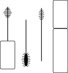 Mascara isolated. Vector graphic line illustration. Black and white kawaii icon. for icons, symbols, signs or logos package, vacation design, fabric and textile.