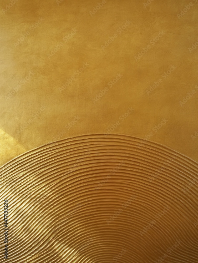 Poster golden texture abstract art background with curved lines and smooth surface in studio shot for luxur