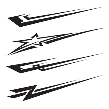 Wrap design for car vectors. Sports stripes, car stickers black color. Racing decals for tuning