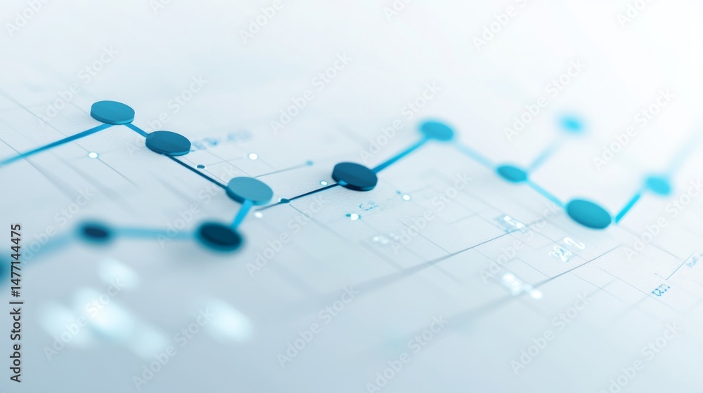 Poster minimalistic line and bar graph with a white background, showing clear data trends in shades of blue