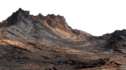 Volcanic landscape with charred rocky terrain isolated