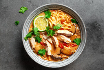 Spicy Thai Noodle Chicken Soup. Khao Soi