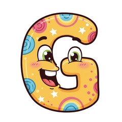 Cheerful letter G cartoon character for education and alphabet learning
