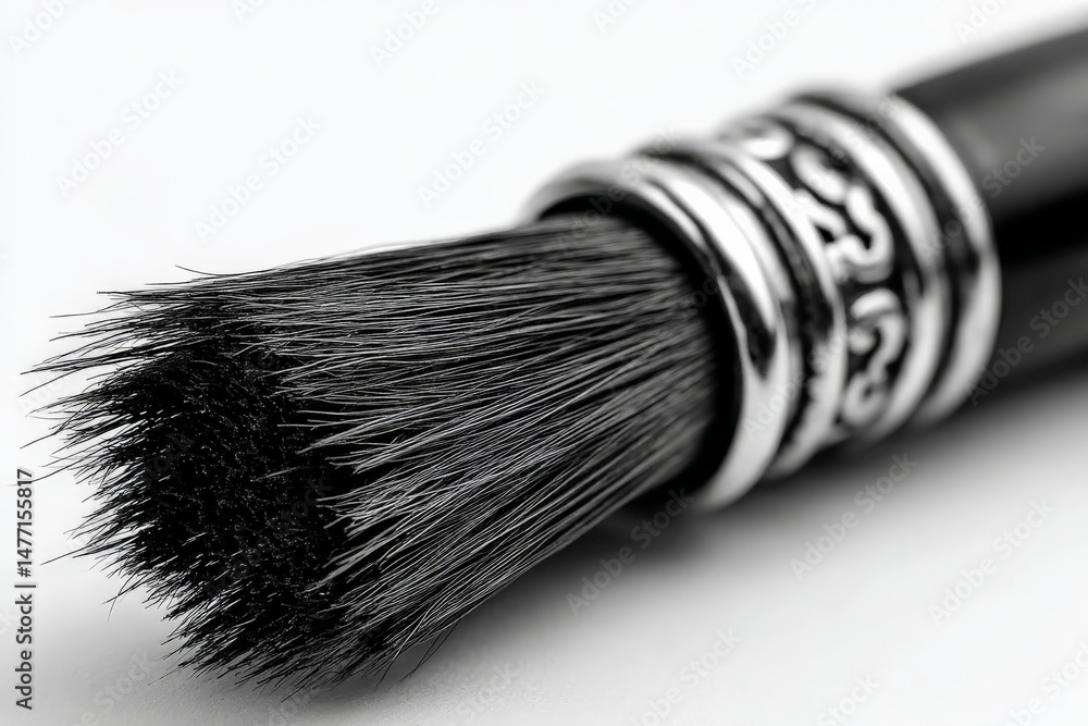 Aufkleber brush with fine bristles showcasing intricate design captured in close-up