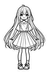 Drawn anime coloring pages illustration	