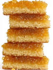 Fototapeta premium Stacked lemon bars close up studio shot on white background delicious dessert sweet treat baked goods pastry food photography