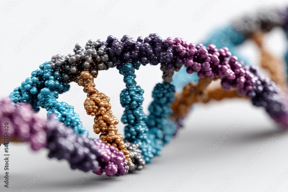 Aufkleber colorful dna helix structure showcasing the complexity of genetic material under close examination