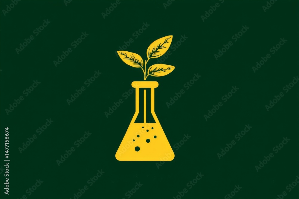 Aufkleber chemical experiment showcasing growth of plants in a laboratory setting with green background