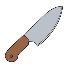 Hand drawn cartoon kitchen knife on white background.