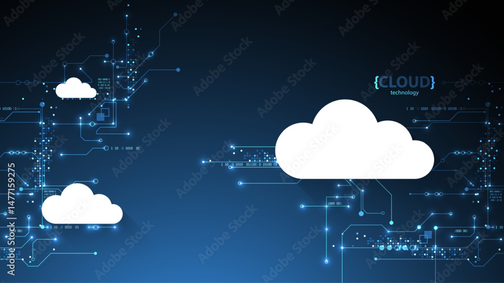 Canvas Prints cloud storage technology. integrated digital web concept background.