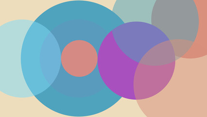 abstract background with overlapping colored circles of various sizes.
