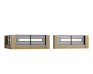 Two sets of metal railings are shown on a white background