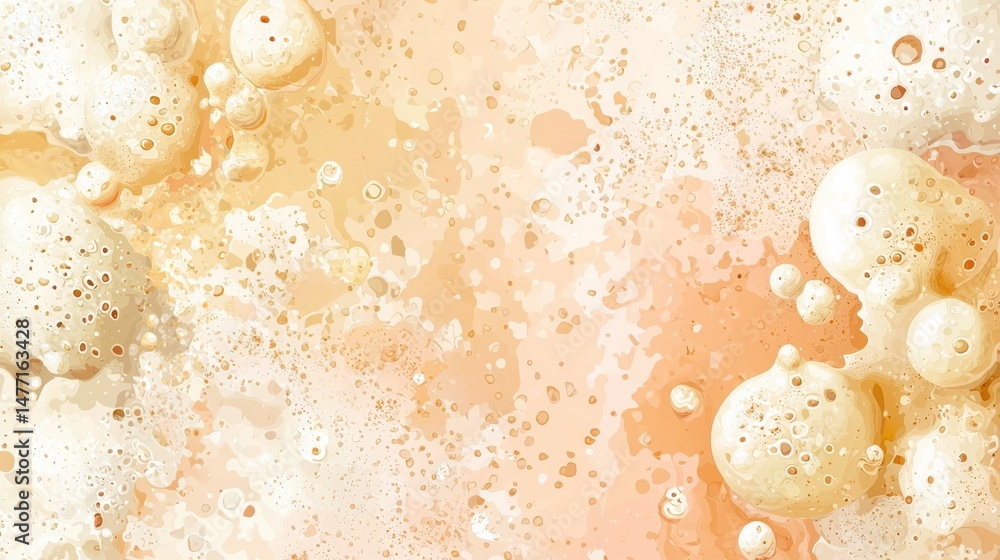 Poster abstract beige and white liquid organic background with floating particles and shapes vector style