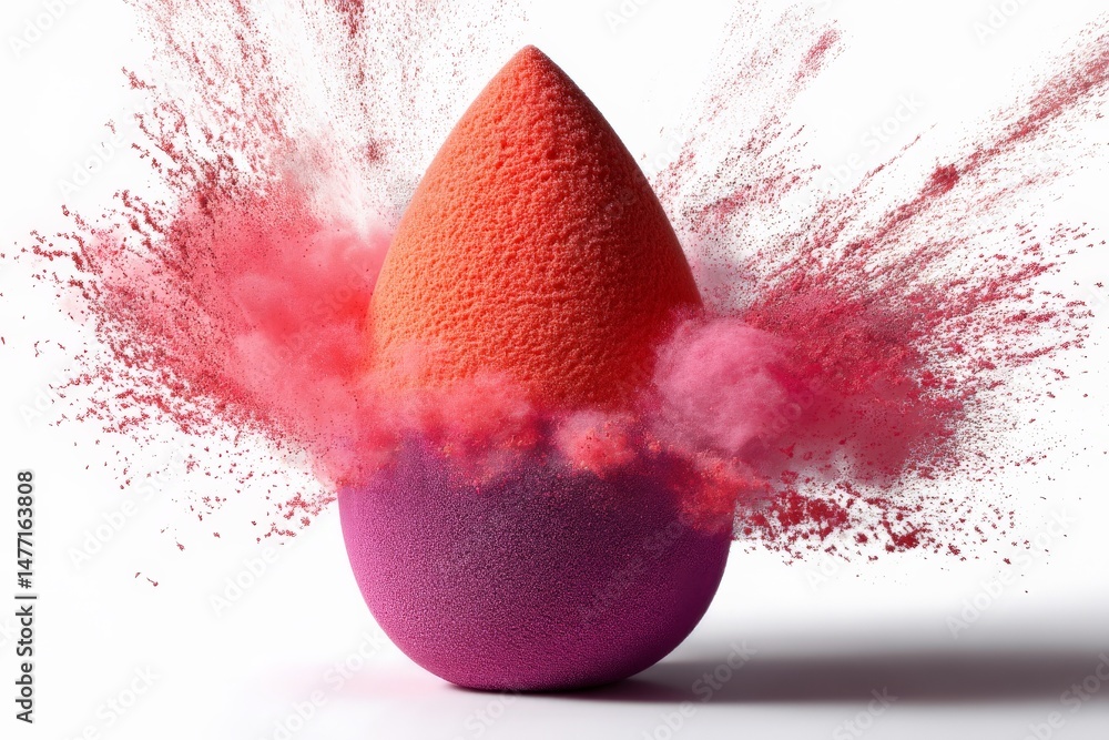 Poster vibrant makeup sponges create colorful explosion of powder in artistic display