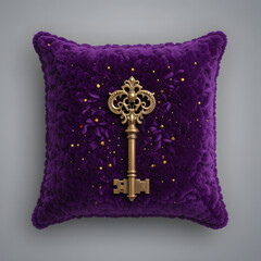 A soft pink pillow with a cross pattern decorates a comfortable bed, creating a relaxing bedroom interior