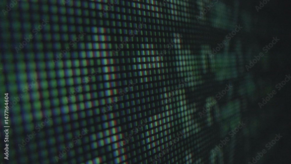 Poster digital screen close up showing led pixel grid