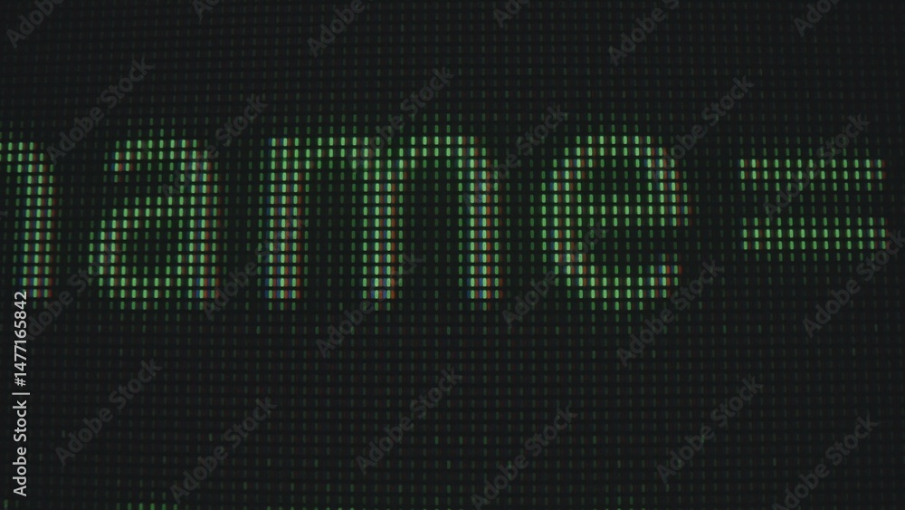 Poster close up image of green lit display screen pixels