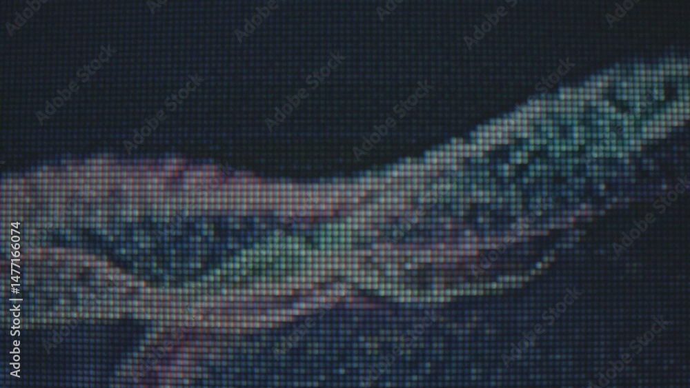 Poster close up of pixelated screen display with vivid colors