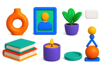 Colorful 3d icons set – vibrant, playful, modern design symbols for creativity