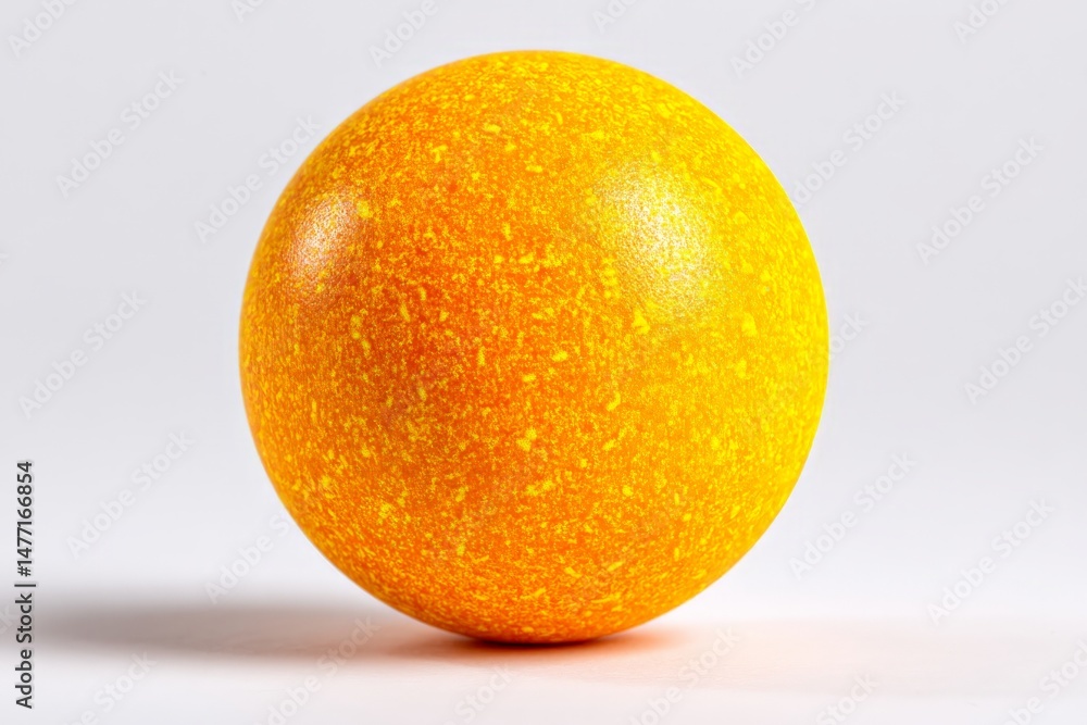 Aufkleber Bright yellow spherical object illuminated against a neutral background showcasing its textured surface and vibrant color