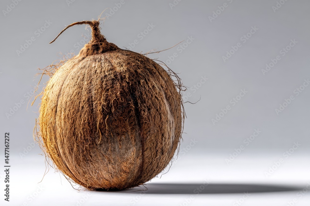 Aufkleber Experiencing the texture and shape of a natural coconut husk in a minimalist setting