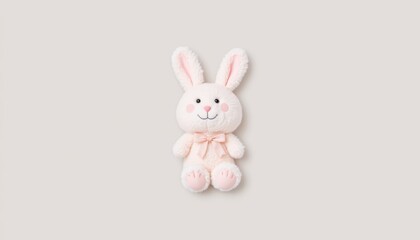 Fototapeta premium Adorable stuffed rabbit toy on white background, perfect for playtime and decoration