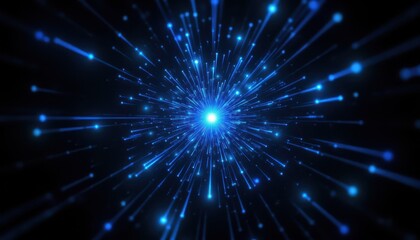 Dazzling blue explosion of light and sparks, a vibrant display of energy power