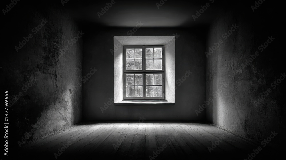 Poster a stunning image of empty room with window.