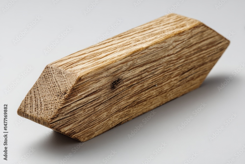 Poster Wooden object with a sculpted shape displayed on a neutral background highlighting its natural texture