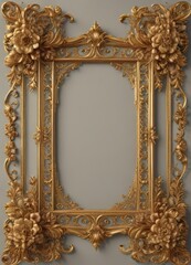 Intricate gold filigree scroll frame with vintage floral details , gold, scroll frame