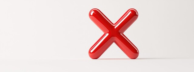 Fototapeta premium 3D cartoon red cross symbol with shiny surface sitting isolated on white background