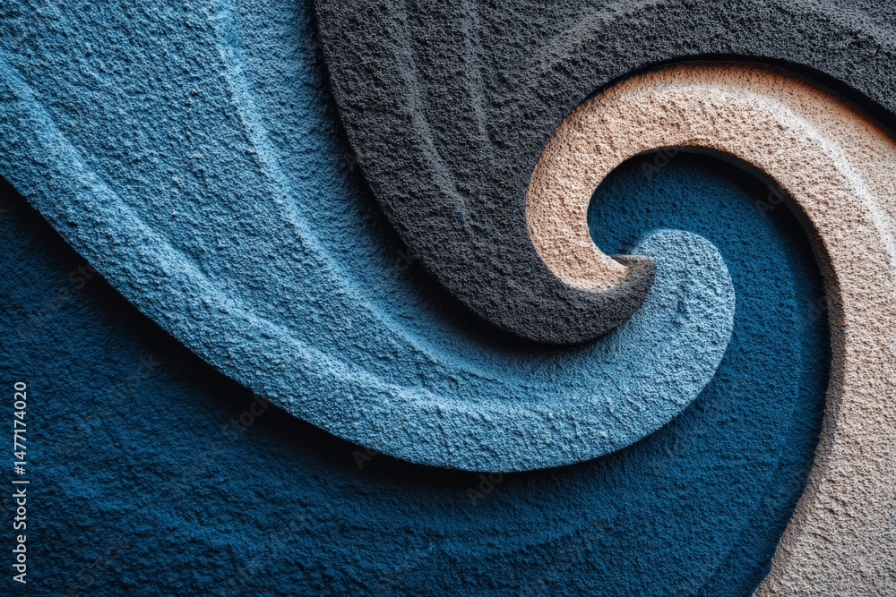 Poster Intricate patterns of sand showcasing swirling waves of color in a textured art display
