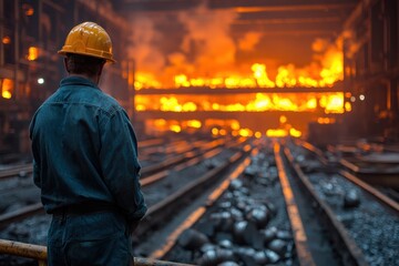 Worker at Industrial Furnace