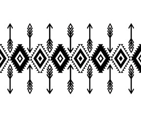 arrow tribal geometric ethnic ispired seamless black and white pattern