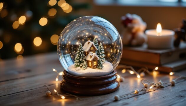 Captivating christmas snow globe, a miniature winter wonderland with festive tree