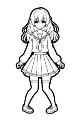 Drawn anime coloring pages illustration	