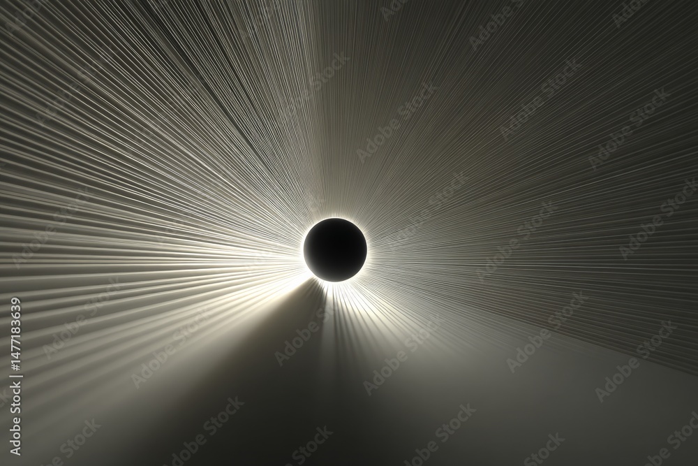 Aufkleber Light beams radiate from a central point creating a dramatic visual effect in a confined space