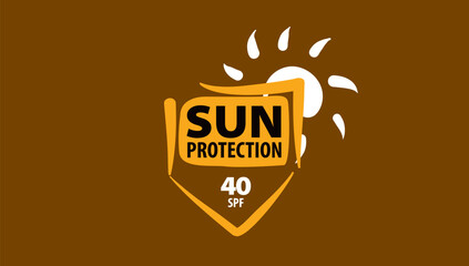 Hand-drawn vector sun protection logo for packaging