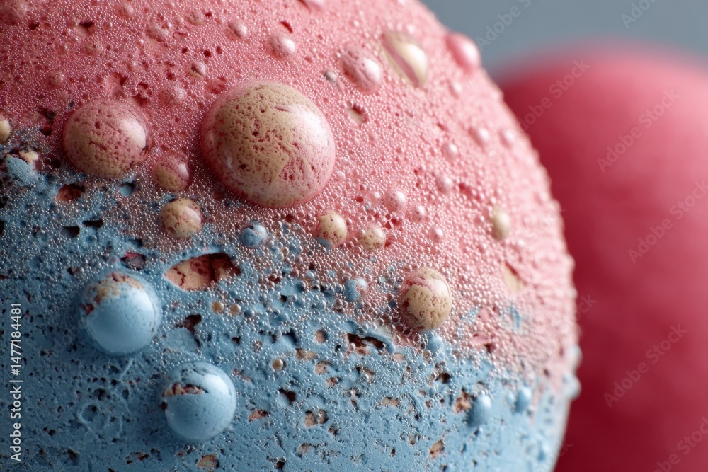 Poster colorful orbs with textured surface featuring bubbles and gradients in soft shades of pink and blue