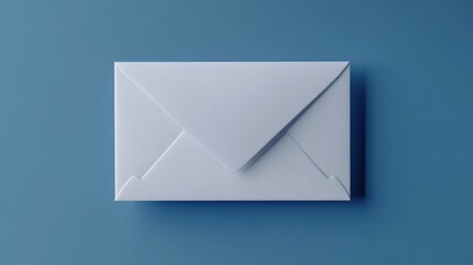 A simple white envelope centered on a solid blue background for communication concept