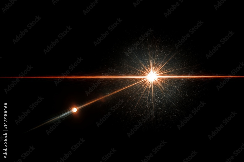 Poster Exploration of celestial phenomena with a bright star and distant planet illuminated in the dark universe