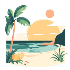 Obraz premium simple summer banner on a white background