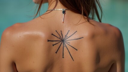 Star shaped tattoo on the back