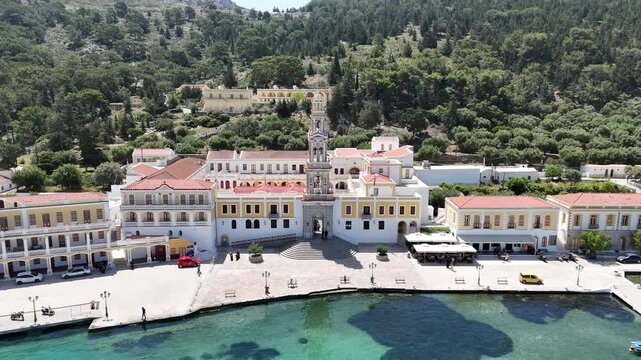 Monastery of Panormitis in Symi island of Greece. The monastery is a public Orthodox Church of the Archangel Michael who is locally called Panormitis. Symi island is located in Greece. 8