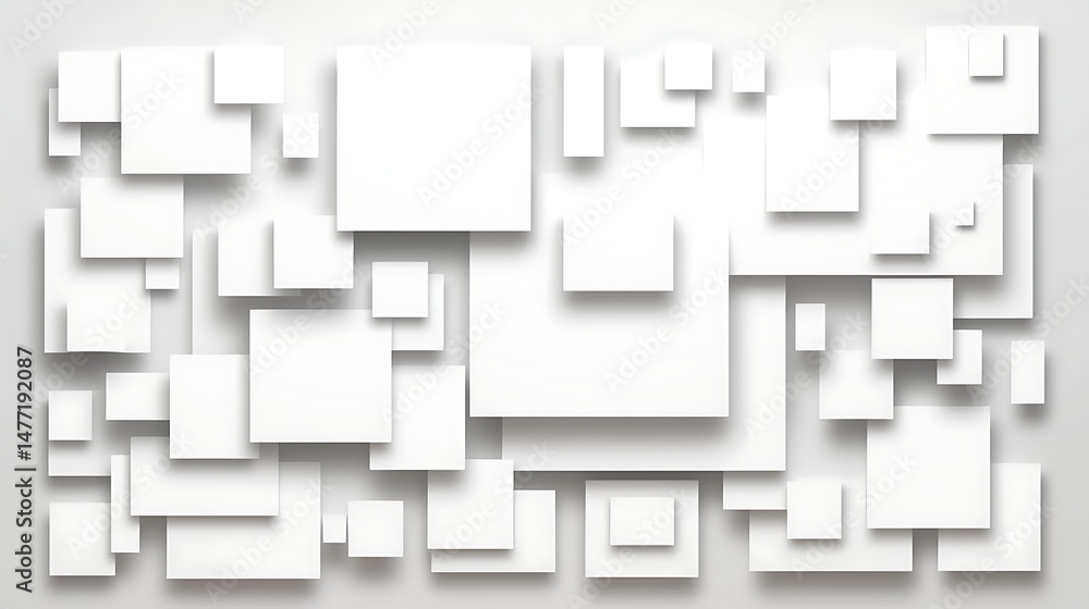 Aufkleber minimalistic abstract white background with simple geometric cubes arranged in a clean and modern pa