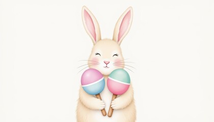 Fototapeta premium Adorable easter bunny and colorful eggs, a celebration of spring festive traditions