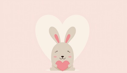 Fototapeta premium Adorable rabbit embracing a heart, symbol of love and affection for valentine's day