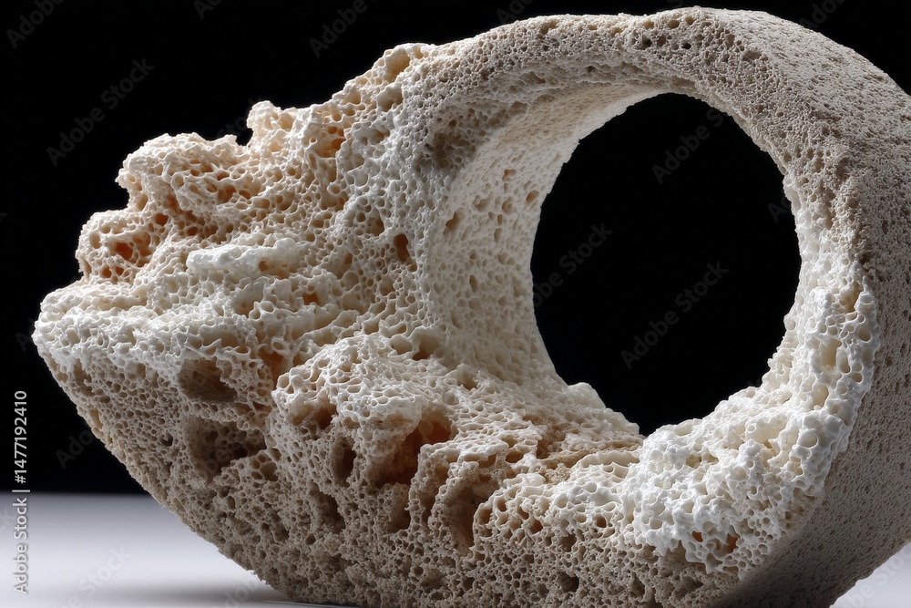 Poster intricate coral sculpture showcasing natural textures with detailed openings and contours on display