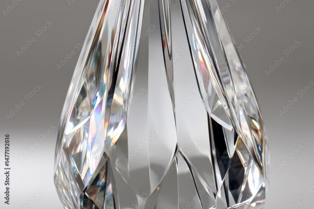 Poster Exquisite crystal vase reflecting light with intricate details and sharp angles in studio setting