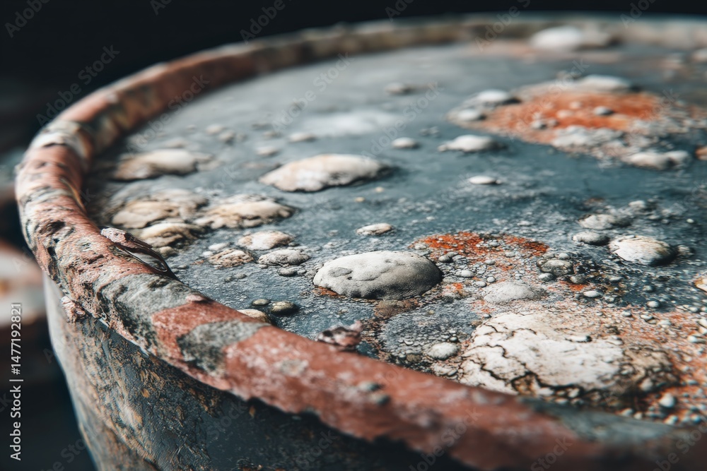 Aufkleber rusty metal surface with vibrant textures showing decay and aging over time in an industrial setting
